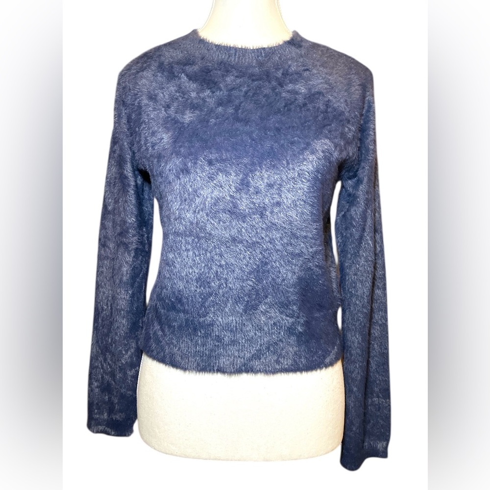 Sadie & Sage Fuzzy Knit Sweater Size M Navy NWT